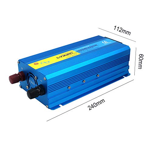 Yinleader Inversor De Corriente Onda Sinusoidal Pura 1000W Transformador De 12v A 230v, Inversor con 1 Toma EU Enchufe 2 USB para Coche Caravana Barco cámping de Viaje /2000W Potencia de sobretensión