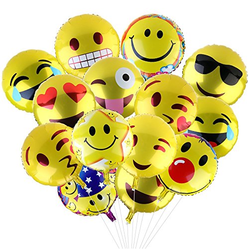 Yizhet Globos de Helio Emoji Globos Expresiones Faciales Decoracion con Globos Fiesta de Cumpleaños del Festival Decoración y Accesorio de Fiesta(24 Pcs)