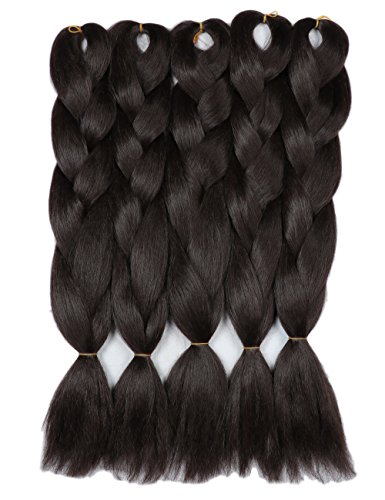 YMHPRIDE 5 unidades 24 pulgadas Kanekalon extensión del pelo trenzado sintético suave calidad luz negro Jumbo trenza