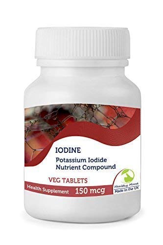 Yodo Potasio 150Mcg 30/60/90/120/180/250 Vegetal Pastillas Salud Alimentación Suplementos Nutrición Gran Bretaña Calidad en Bottlles Saludable Estado de Ánimo GB - 180