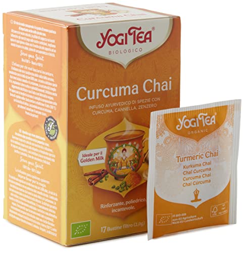 Yogi Tea - Chai Cúrcuma, Infusión Ayurvédica de Especias con Cúrcuma, Canela y Jengibre - 17 Bolsitas, 34g