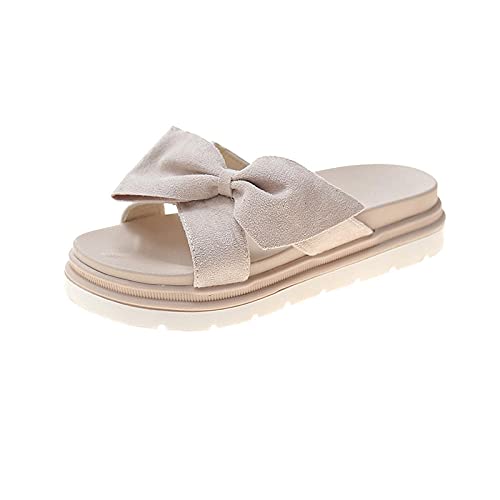 ypyrhh Sandalias Mujer Verano Planas Bohemia,Siendo Sandalias de Pastel de Pimienta, Mayores Zapatos de Playa de Fondo Grueso-Beige_40,Chanclas Suaves y cómodas para Hombre