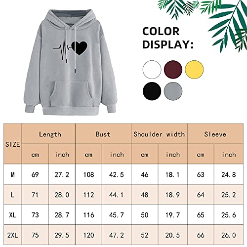 Yuson Girl Sudadera con Capucha de Mujer con Bolsillo Tipo Canguro de Manga Larga Sólida y cómoda Sudadera con Capucha de Manga Larga Otoño/Invierno(Gris ,XL)