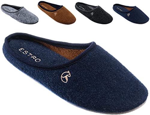 Zapatillas Casa Hombre en Fieltro, Lujo Mujer Fieltro Pantuflas con Suelas Antideslizantes REX ers (41 EU, Índigo)