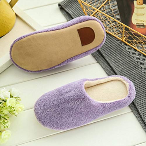 Zapatillas De Algodón,Pantofole Di Cotone,Pantoufles En Coton,Pantoufles Femmes Indoor House Purple Peluche Douce Cute Cotton Slippers Chaussures Non-Slip Floor Home Slippers Femmes Diapositives Pou