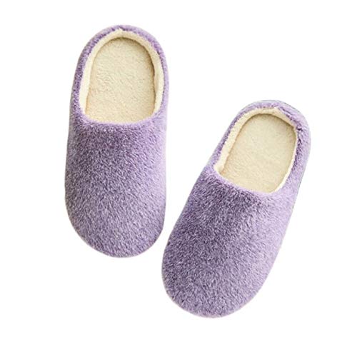 Zapatillas De Algodón,Pantofole Di Cotone,Pantoufles En Coton,Pantoufles Femmes Indoor House Purple Peluche Douce Cute Cotton Slippers Chaussures Non-Slip Floor Home Slippers Femmes Diapositives Pou