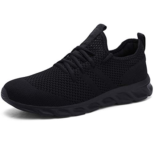 Zapatillas de Running para Hombre Casual Tenis Asfalto Zapatos Deporte Fitness Gym Correr Gimnasio Deportives Transpirables Seguridad Atlético Trekking Bambas Plataform Sneakers Negro 44 EU