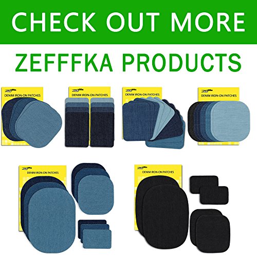 ZEFFFKA Tela Calidad Premium Parches Jean Aplicables con Plancha Interior & Exterior Pegamento Mas Fuerte 100% Algodón Tonos Surtidos Kit de Decoración 12 Piezas Tamaño 3" x 4-1/4" (7.5 cm x 10.5 cm)