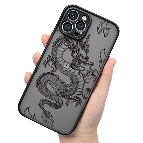 ZhuoFan Funda para New iPhone SE 2020 / 8 / 7 Funda (4.7") Silicona Transparente Esmerilada [Hard Acrylic Back Cover] Maravilloso Toque, Suave TPU Bumper Protector de caída Delgado - Dragon Chino