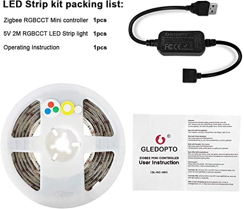 Zigbee Controller 5V USB IP65 Waterproof LED Light Strip - TV LED Backlights Works with Google Home and Alexa Through Your Zigbee hub