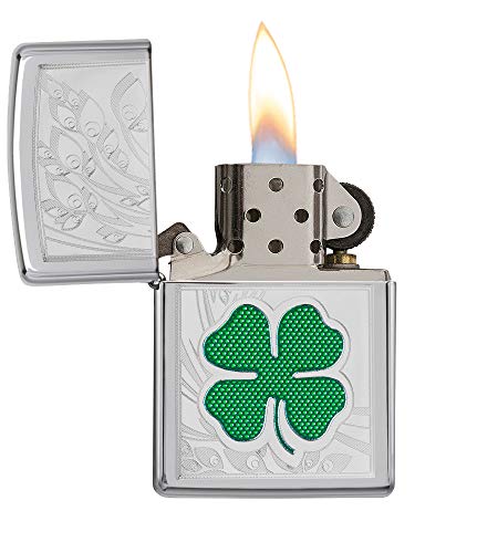 Zippo  four leaf clover thumbprint lighter high polished cromo