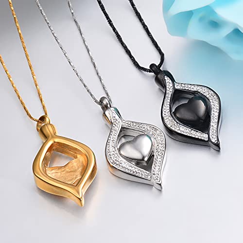 ZJND Collares para Cenizas Collar de Cristal con Forma de lágrima corazón de cremación Colgante Collar conmemorativo para Mujeres Soporte de Cenizas de Acero Inoxidable joyería de Recuerdo