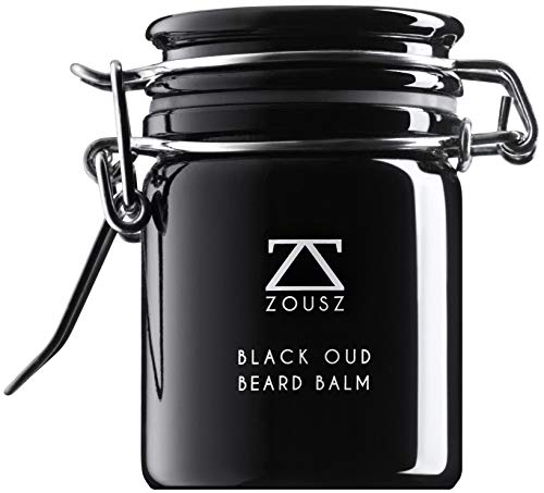 ZOUSZ Bálsamo De Oud Negro Para Barba - Ungüento Clásico con Aroma a Madera para Cuidado de Piel y Cabello de Hombres: Aceites de Aguacate, Argán y Macadamia, Acondicionador y Anticaspa - 50g