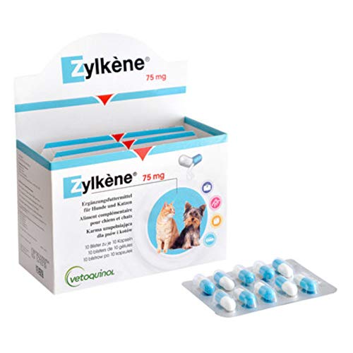 Zylkene - Suplemento antiestrés para perros y gatos 75 mg, Caja de 100 cápsulas