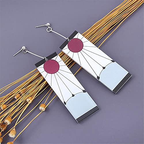 1 Par De Pendientes De Demon-Slayer, Kamado Tanjirou – Pendientes Hanafuda, De Tanjiro Kamado Demon-Slayer Cosplay Prop Aleación De Dibujos Animados Acrílico Pendientes Cómicos Accesorios