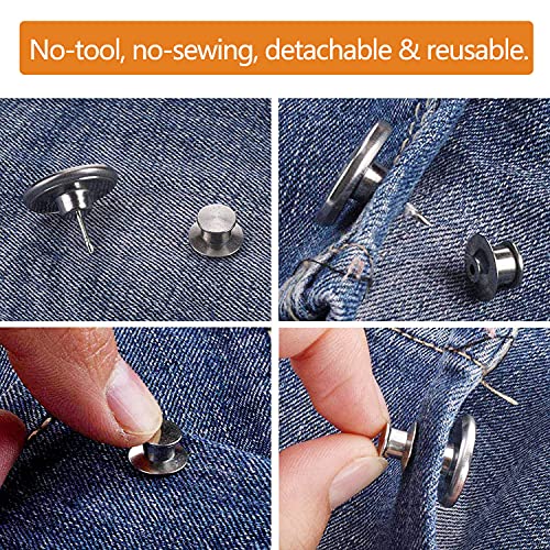 10 PCS Botones Jeans de Metal, 17mm Botones para Vaqueros sin Herramientas de Costura, Alfileres de Retráctil Botón de Jeans para Ropa, Pantalones, Bricolaje