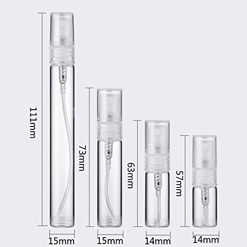 10 Piezas 5ml Botella de Cristal Transparente con Pulverizador, Vidrio Frasco con Bomba en Spray, Mini Spray de Bolsillo, Envase Cosmético Perfumes Viajes, Recargable y Embudo