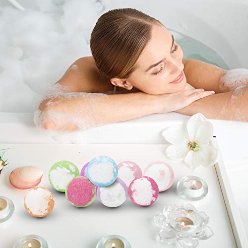 12 Bombas de Baño, Juego de Regalo de Bombas de Baño con Diferentes Aceites Esenciales Orgánicos, Sales de Baño de Burbujas Ideales para Niños, Amigos, Novia, Familia