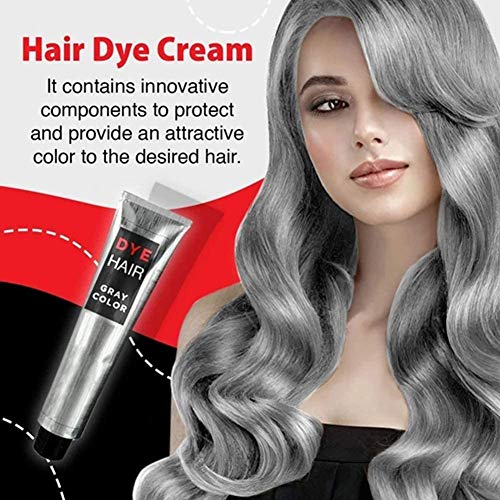 1/2 Pcs Gray Color Natural Permanent Hair Dye Cream Unisex DIY Fashion Gray Silver Color Super Gray Dye Hair Cream 100ml Smoky Gray Punk Style Grey Silver Permanent Hair Dye Color Cream (1pcs)