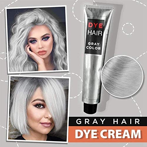 1/2 Pcs Gray Color Natural Permanent Hair Dye Cream Unisex DIY Fashion Gray Silver Color Super Gray Dye Hair Cream 100ml Smoky Gray Punk Style Grey Silver Permanent Hair Dye Color Cream (1pcs)