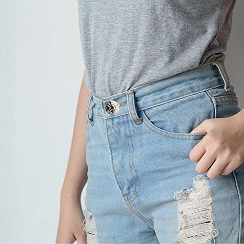 12pcs Botones Metalicos, Juego de Botones para Pantalones Vaqueros, Jeans Sin Costuras con Botones de Repuesto, Botones de Jeans Desmontables, Botones de 17mm, Tamaño de Jeans Ajustable