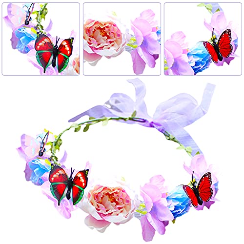 2 Piezas Bohemia Diadema de Flores Corona Flores Ajustable Cinta para el Cabello Guirnaldas Corona de Flores Corona Novia Tiara Flores Pelo Banda para Mujeres Niñas Bodas Fiestas