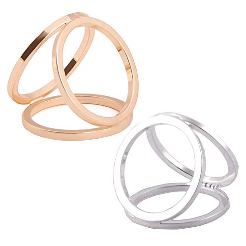 2 piezas (dorado + plateado) para mujer y niña con tres anillos de moda bufanda hebilla moderna simple triple diapositiva joyería de seda bufanda, broches de broche para ropa