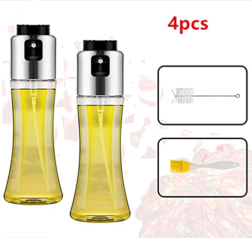 2 Piezas Pulverizador de Aceite, Dispensador de pulverizador de Aceite, Rociador de Aceite, rociador de vinagre, Premium Acero Inoxidable Botella de Vidrio 180 ML para cocinar/Ensalada/Hornear Pan/BBQ