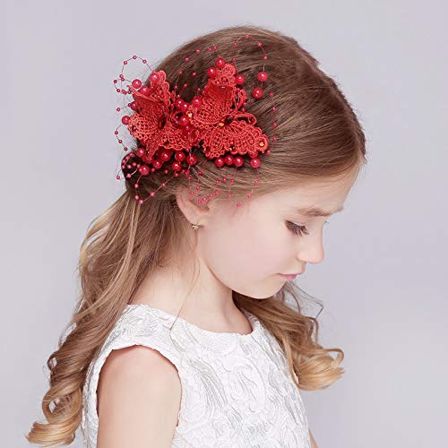 2 uds, horquillas para el pelo de mariposa blancas rojas clásicas, accesorios para el cabello de boda de princesa, pinza de pelo para niña de moda, joyería para el cabello para niña