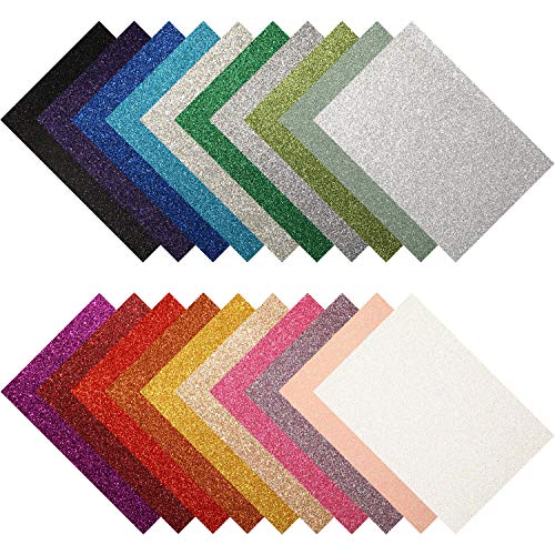 20 Hojas de Cuero Sintético Brillante Hojas de Tela de Cuero Falso PU para Navidad Vacaciones Manualidades Boda Costura Lazo de Pelo Clips de Pelo Favores Decoración, 8,3 x 11,8 Pulgadas