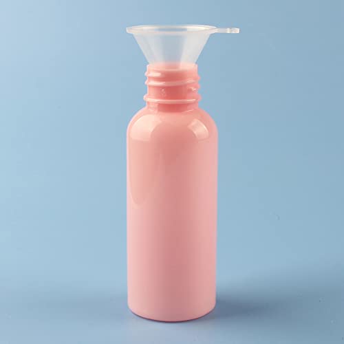 20 Piezas 50ml Botellas de Spray Rosa, Botes Pulverizador de Plástico, Rellenables Botella con Bomba en Spray Transparente para Cosméticos Perfumes Viajes y 2X Embudos