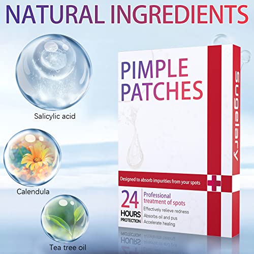 252 Pcs Parches Para Acné, 2 En 1 de Uso Diurno y Nocturno Potente Acne Pimple Negros Puntos Patch Hidrocoloide Natural Invisible con Aceite de Árbol de Té Ácido Salicílico