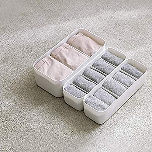 2Pcs Organizador de Cajón, Caja de Calcetines Apilable, Caja de Corbata, Caja de Plástico para Calcetines, Caja Almacenamiento Cajones, para Sujetadores, Calcetines, Corbatas, Objetos Pequeños