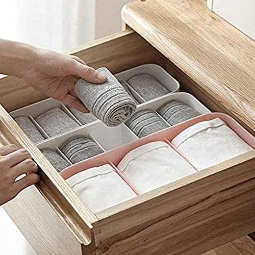 2Pcs Organizador de Cajón, Caja de Calcetines Apilable, Caja de Corbata, Caja de Plástico para Calcetines, Caja Almacenamiento Cajones, para Sujetadores, Calcetines, Corbatas, Objetos Pequeños