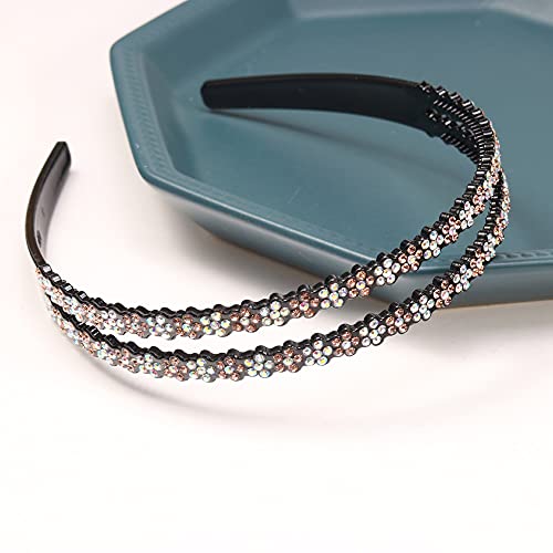 3 Piezas Diademas de Moda, Diadema de Peine, Diadema de Cristal Moda, Diadema de Diamantes, Diadema Antideslizante para Dientes, para Accesorios de Pelo Mujer Niña, 3 Colores