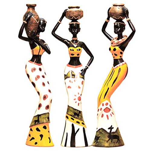 3 Piezas / Juego de Figuras de Mujeres Tribales africanas,Decoración de Estatua de estatuilla de Dama Tribal,Figuras Tribales de Adorno de Dama Africana para Mujer esculturas Mujer Africana