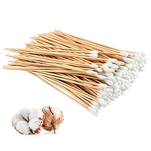 300PCS Bastoncillos de Algodón de Madera, Hisopos de Algodón de 15cm, Ecológicos Bastoncillos Largos de Limpieza para Maquillaje Herramientas Cosméticas Teclado y Cámara