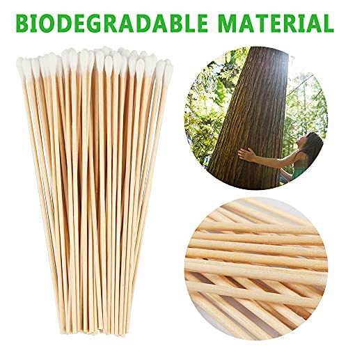 300PCS Bastoncillos de Algodón de Madera, Hisopos de Algodón de 15cm, Ecológicos Bastoncillos Largos de Limpieza para Maquillaje Herramientas Cosméticas Teclado y Cámara