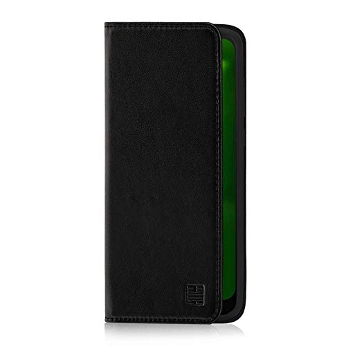 32nd Classic Series - Funda Tipo Libro de Piel Real para Motorola Moto G7 Play, Carcasa de Cuero Premium diseñada con Cartera, Cierre Magnetico y Soporte Integrado - Negro