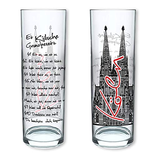 3forCologne Kölschglas Relief Pack de 6 vasos con la Ley de Colonia, vasos de cerveza con impresión de 0,2 ml