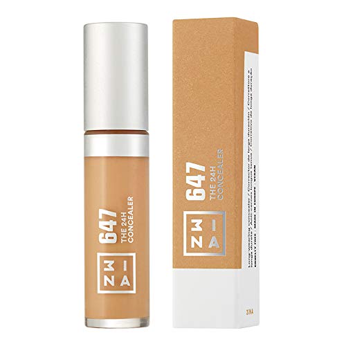 3ina MAKEUP - Vegano - Libre de crueldad - El corrector 647 de 24 horas - Cobertura media completa - Larga duración - Corrector líquido de ojos de ojeras y manchas - con aplicador suave - Oro medio