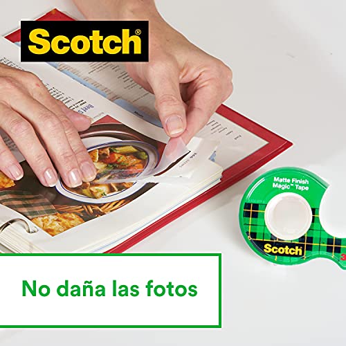 3M Scotch Magic - Dispensador de cinta adhesiva, portarrollos de sobremesa con 3 rollos de Scotch Magic cinta adhesiva transparente 19 mm x 33 m, base antideslizante, color negro