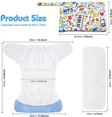 4 Pcs unidades Bragas de Aprendizaje Calzones de entrenamiento para bebé, BelonLink Pañales Lavables de Tela, Ajustables, Reutilizables, Underwear Toddlers Boys Girls Cartoon Lindo Pañales (Azul)