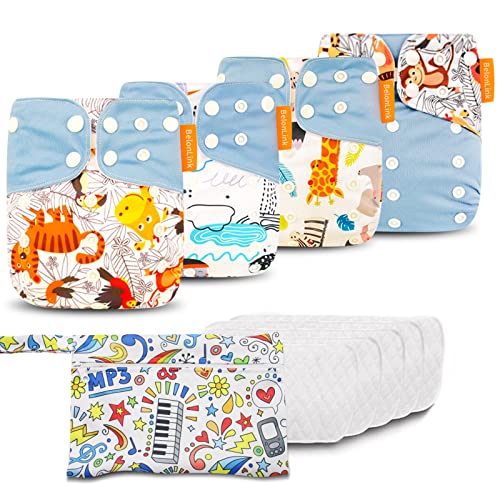 4 Pcs unidades Bragas de Aprendizaje Calzones de entrenamiento para bebé, BelonLink Pañales Lavables de Tela, Ajustables, Reutilizables, Underwear Toddlers Boys Girls Cartoon Lindo Pañales (Azul)