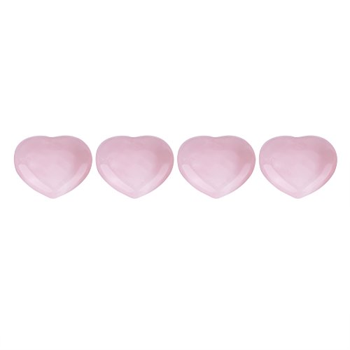 4 Piezas de Cuarzo Rosa Tallado en Forma de Corazón de Cristal Rosa Piedra Curativa Semipreciosa Decoración de Piedras Preciosas