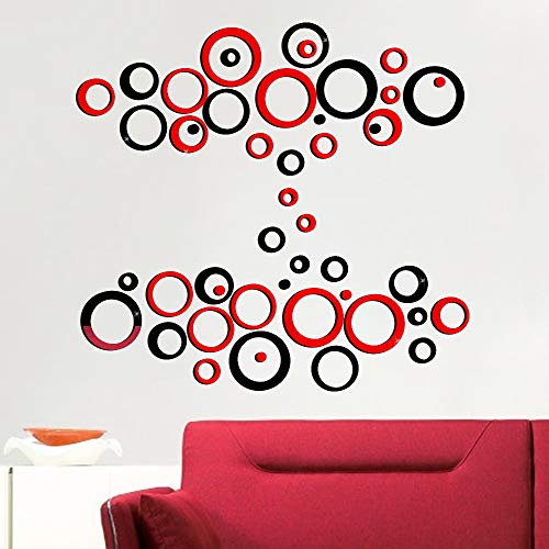 48pcs Pegatinas Pared Espejo Redondo Vinilos Adhesivos de Acrílico Decorativas DIY Decorar Hogar Habitación Dormitorio Baño