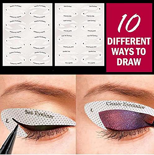 4PCS Quick Eyeliner Stencils & Eyeshadow Stencils Kit - Eyeshadow Guide Smokey Cat Eye Stickers,All in One Eye Makeup Tool for Perfect Smokey Eyes or Winged Cat Eyes Tip Look,Quick Makeup Stencils