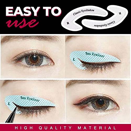 4PCS Quick Eyeliner Stencils & Eyeshadow Stencils Kit - Eyeshadow Guide Smokey Cat Eye Stickers,All in One Eye Makeup Tool for Perfect Smokey Eyes or Winged Cat Eyes Tip Look,Quick Makeup Stencils