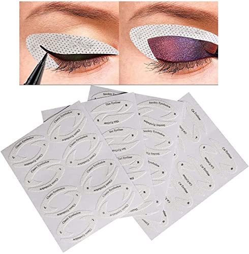 4PCS Quick Eyeliner Stencils & Eyeshadow Stencils Kit - Eyeshadow Guide Smokey Cat Eye Stickers,All in One Eye Makeup Tool for Perfect Smokey Eyes or Winged Cat Eyes Tip Look,Quick Makeup Stencils