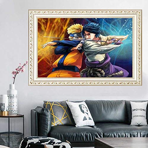 5D Diamante Pintura Kit Por Número Para Adultos Taladro Redondo Completo, Ninja In Battle Naruto Pinturas Bordado Cuadros Artesanía Para La Decor La Pared Kits De Puntos De Pintura 5D 30X45 cm